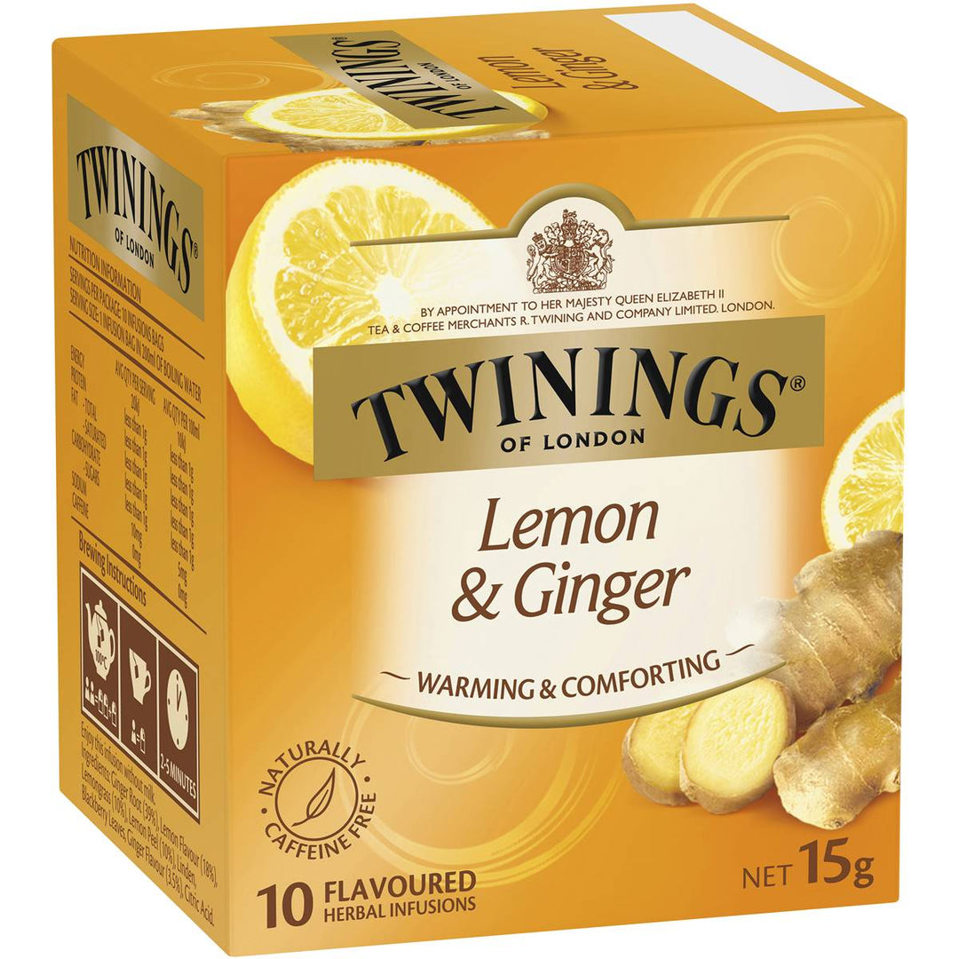 Twinings Lemon & Ginger Tea Bags 10 Pack 15g | 澳洲代購