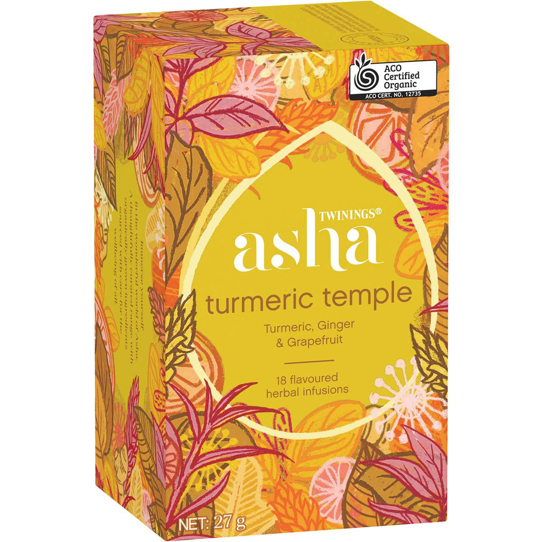 Twinings Asha Turmeric Temple Turmeric, Ginger & Grapefruit Tea Bags 18 Pack | 澳洲代購