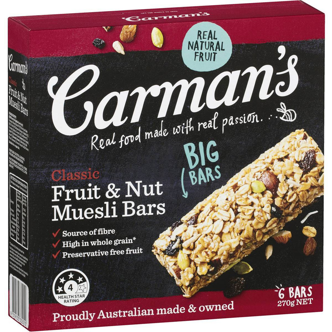 Carman's Muesli Bars: Classic Fruit & Nut (6 Bars) | Carman's Kitchen