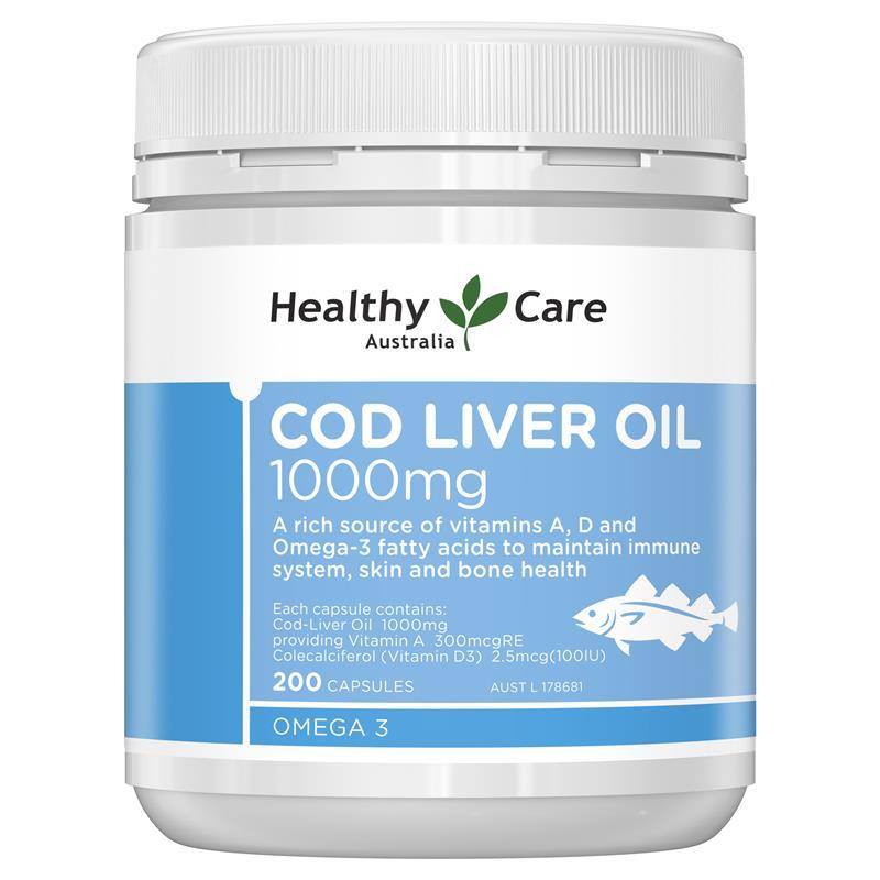 Healthy Care Cod Liver Oil 1000mg 200 Softgel Capsules | 澳洲代購 | 空運到港