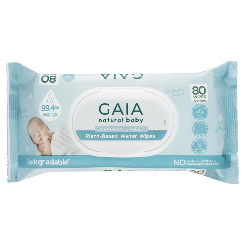 Gaia Natural Baby Plant Based Water Wipes 80 Pack | 澳洲代購 | 空運到港