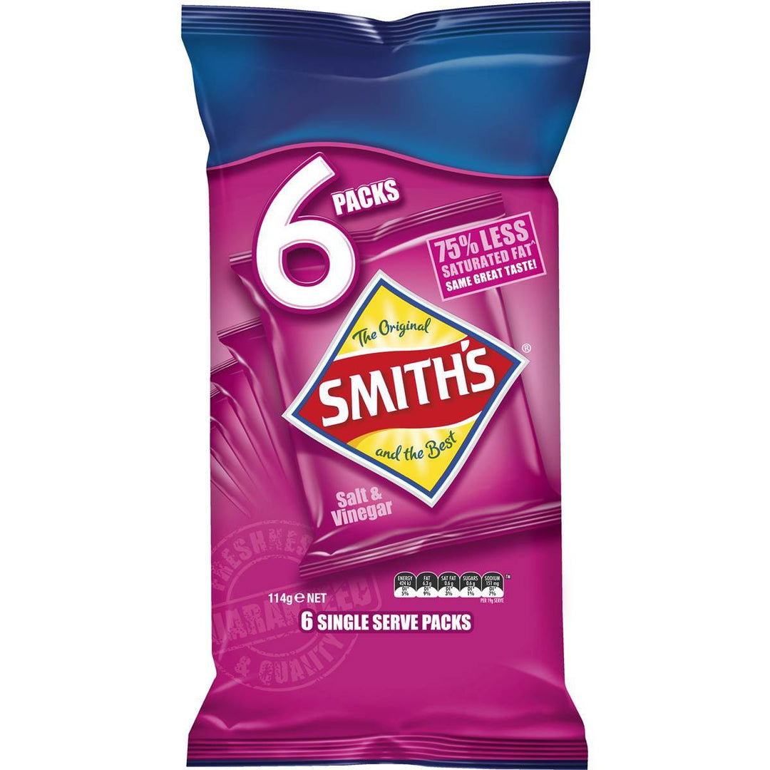 Crinkle Cut Salt & Vinegar Potato Chips 6 pack | Smith's