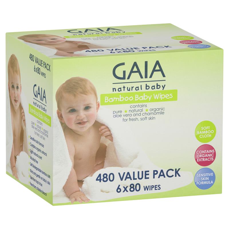 Gaia Natural Baby Bamboo Wipes 480 | 澳洲代購 | 空運到港