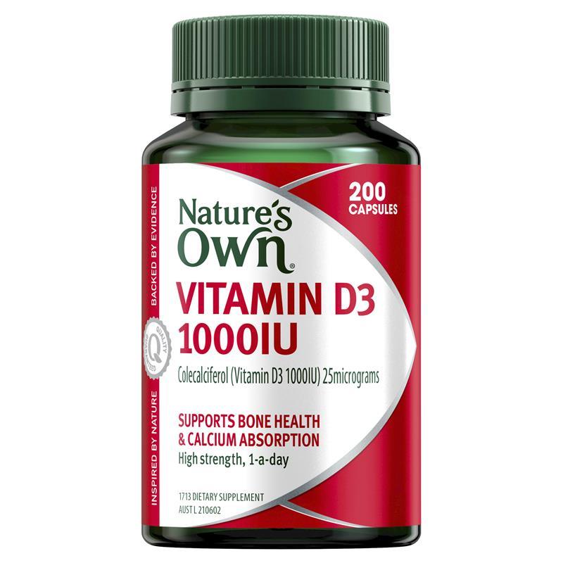 Nature's Own Vitamin D3 1000iu 200 Capsules | 澳洲代購 | 空運到港
