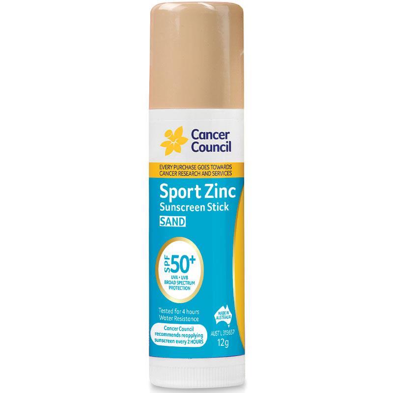 Cancer Council SPF50+ Sport Zinc Stick Sand 12g