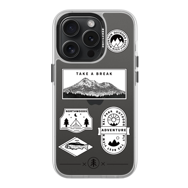 彩繪手機殼 - 黑白登山標籤 | 惡魔防摔殼(標準版): 透明