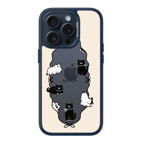 彩繪手機殼 - 幽靈黑貓 | 惡魔防摔殼(標準版): 透海藍