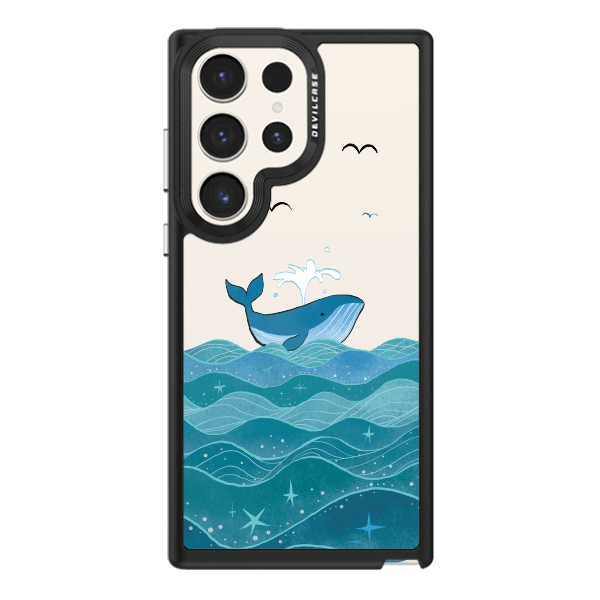彩繪手機殼 - 海洋生物藍鯨 | 惡魔防摔殼(標準版): 黑色