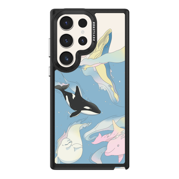 彩繪手機殼 - 遨遊大海豚鯨 | 惡魔防摔殼(標準版): 黑色