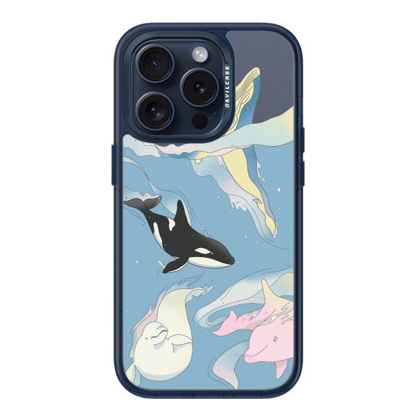 彩繪手機殼 - 遨遊大海豚鯨 | 惡魔防摔殼(標準版): 透海藍