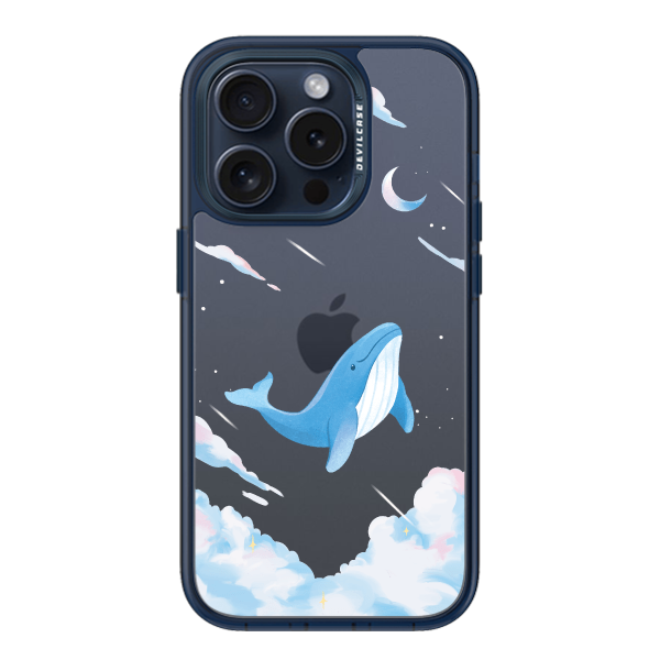 彩繪手機殼 - 夢幻雲彩鯨魚 | 惡魔防摔殼(標準版): 透海藍