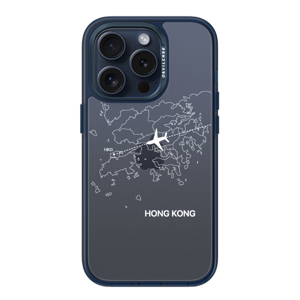 彩繪手機殼 - 飛往香港機場(白) | 惡魔防摔殼(標準版): 透海藍
