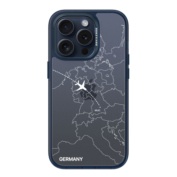 彩繪手機殼 - 飛往慕尼黑機場(白) | 惡魔防摔殼(標準版): 透海藍