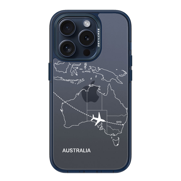 彩繪手機殼 - 飛往雪梨機場(白) | 惡魔防摔殼(標準版): 透海藍