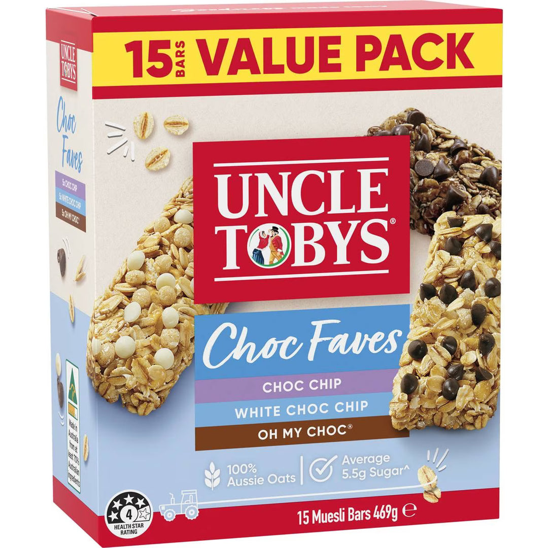Uncle Tobys Muesli Bar Chewy Choc Faves Variety Pack (15 Bars)