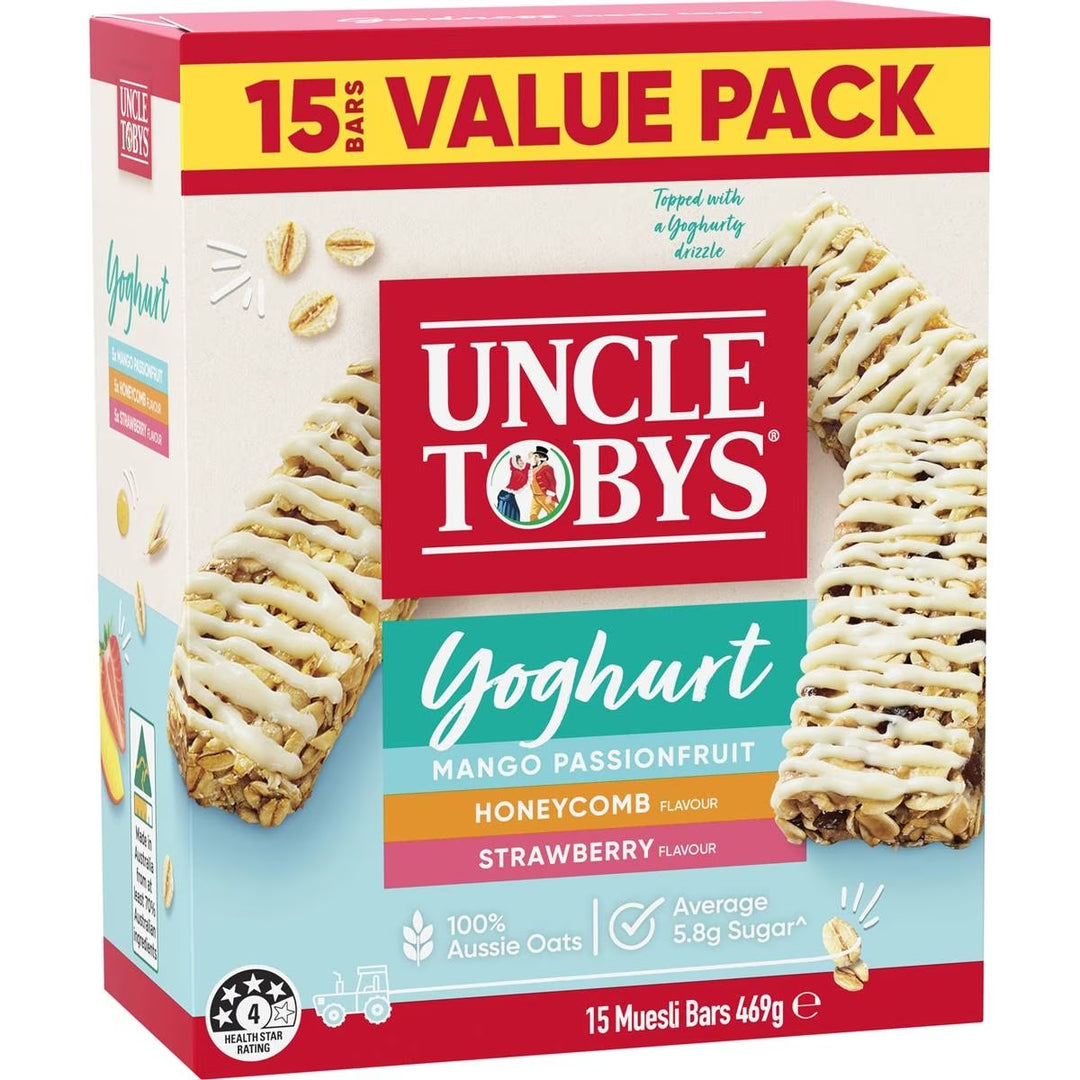 Uncle Tobys Muesli Bar Yoghurt Variety Pack (15 Bars)