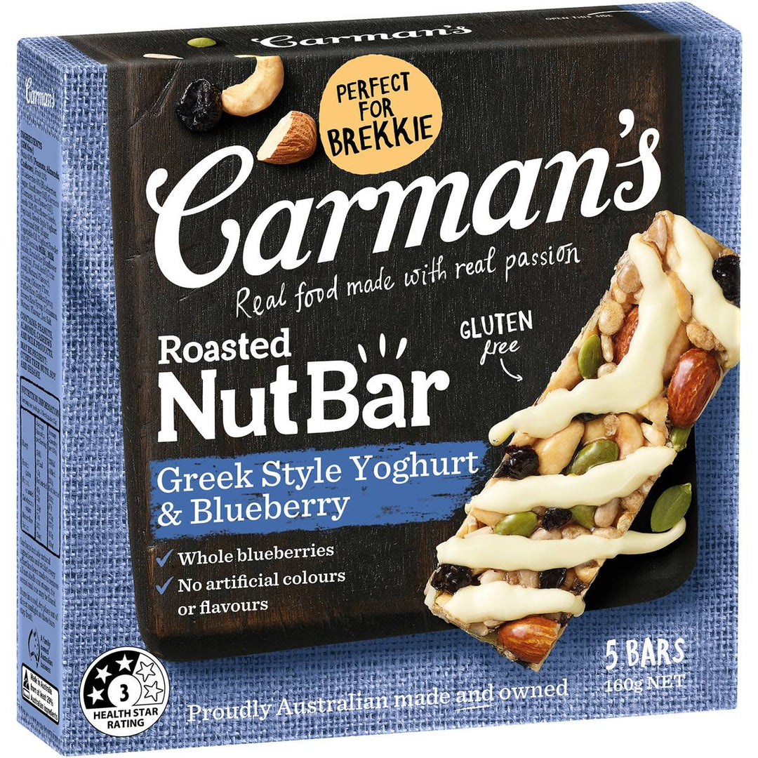 Carman's Nut Bars: Greek Style Yoghurt & Blueberry (5 Bars)