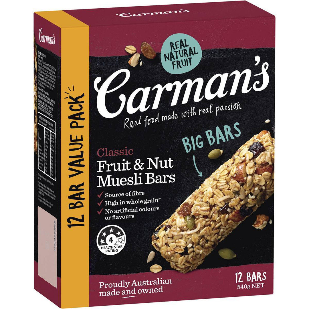 Carman's Muesli Bars: Classic Fruits & Nuts (12 Bars) | Carman's Kitchen