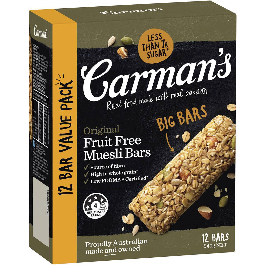 Carman's Muesli Bars: Original Fruits Free (12 Bars) | Carman's Kitchen
