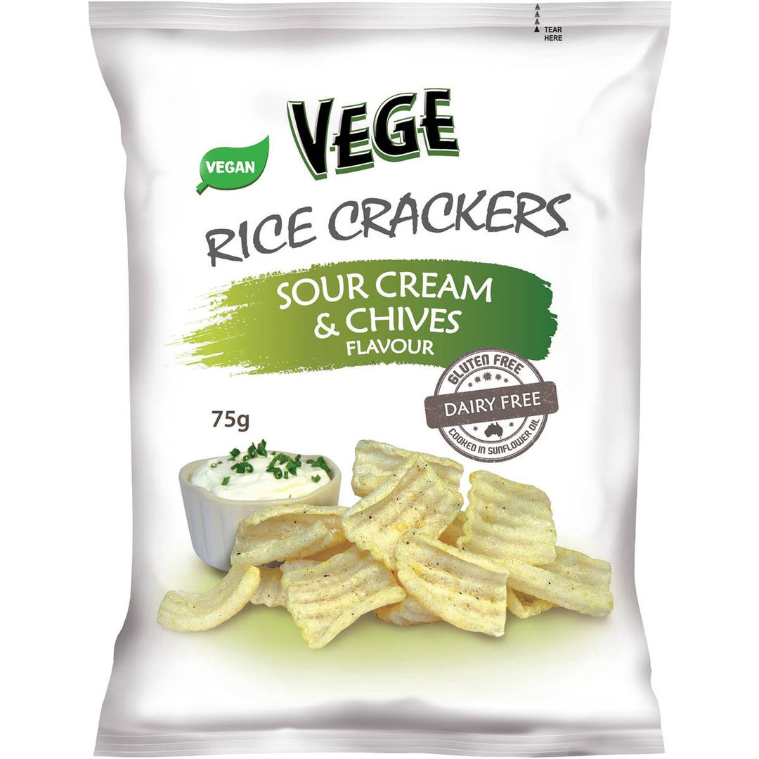 Vege Chips Rice Crackers Sour Cream & Chives 75g