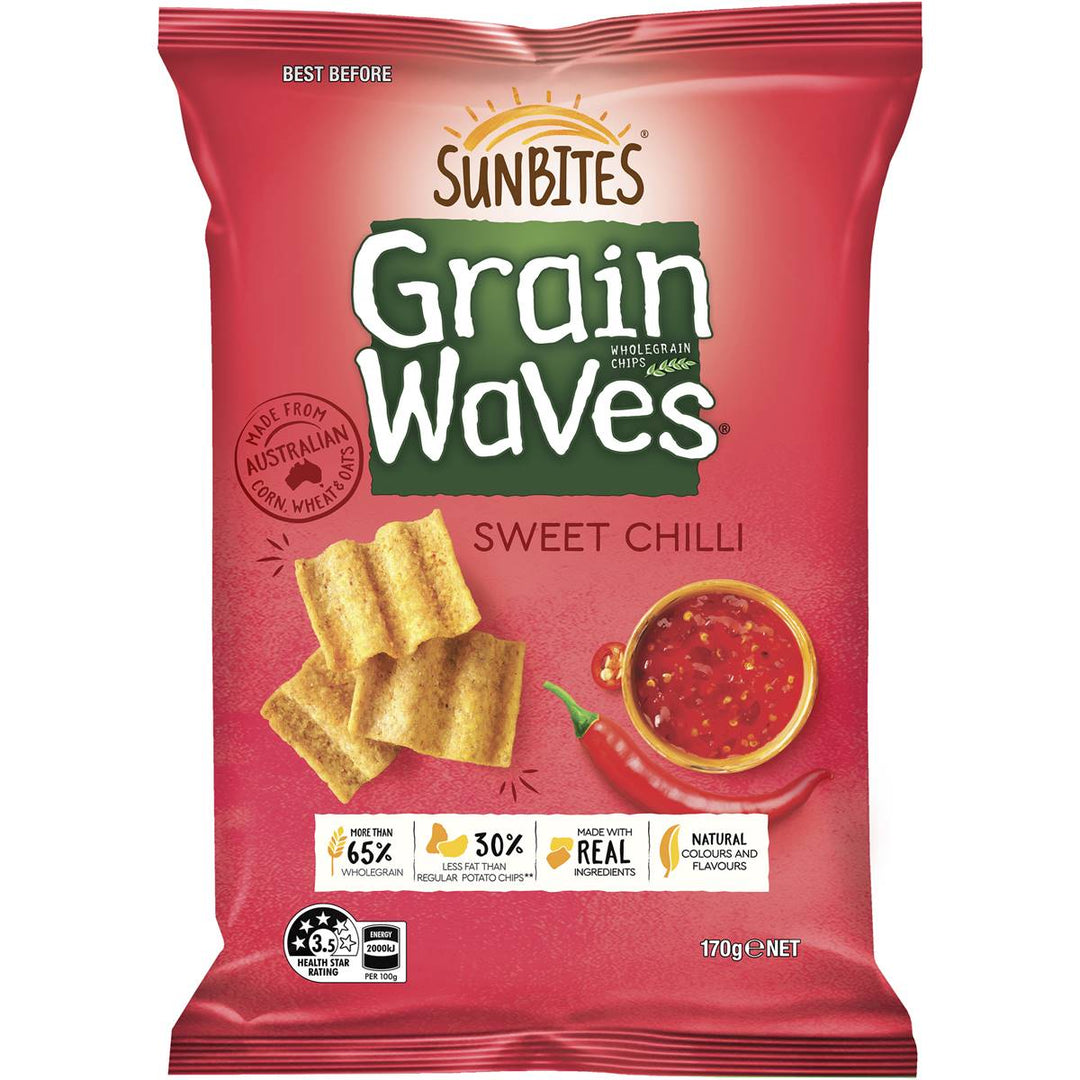 Sunbites Grain Waves Wholegrain Chips Sweet Chilli 170g
