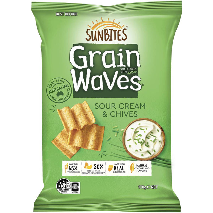 Sunbites Grain Waves Wholegrain  Sour Cream & Chives 170g