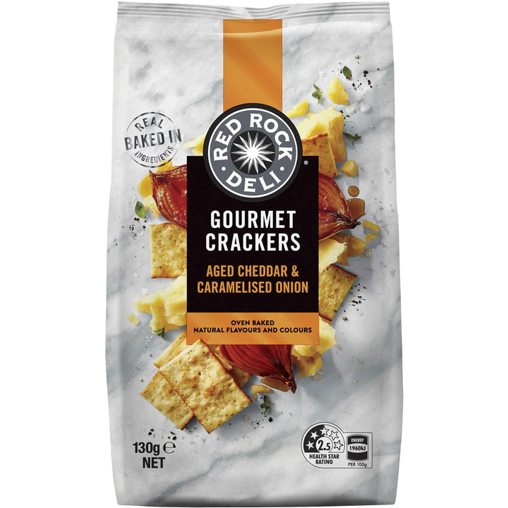 Red Rock Deli Gourmet Crackers - Aged Cheddar & Caramelised Onion