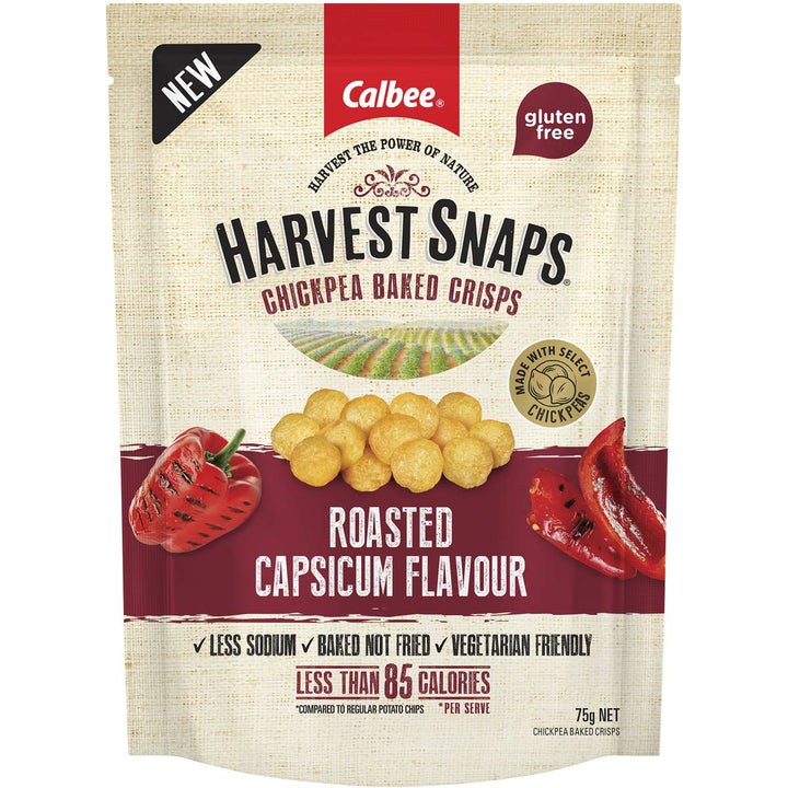 Calbee Harvest Snaps: Chickpea Baked Crisps - Roasted Capsicum 75g