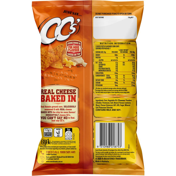 CC's Three Cheese Fiesta Chips 175g