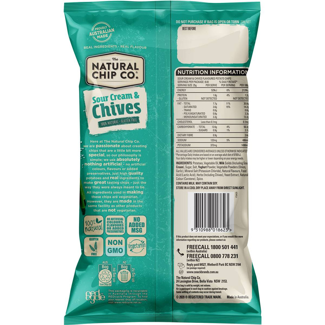 The Natural Chip Co. Sour Cream & Chives 220g