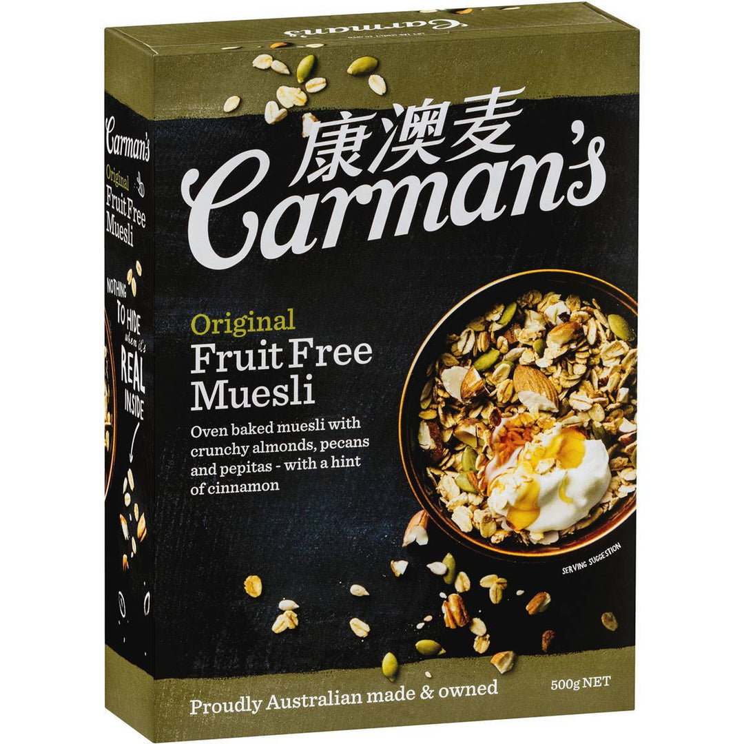 Carman's Muesli: Original Fruit Free 500g | Carman's Kitchen