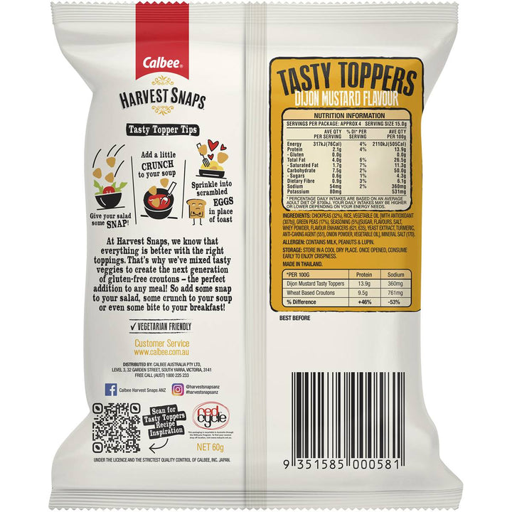 Calbee Harvest Snaps: Tasty Toppers - Dijon Mustard 60g