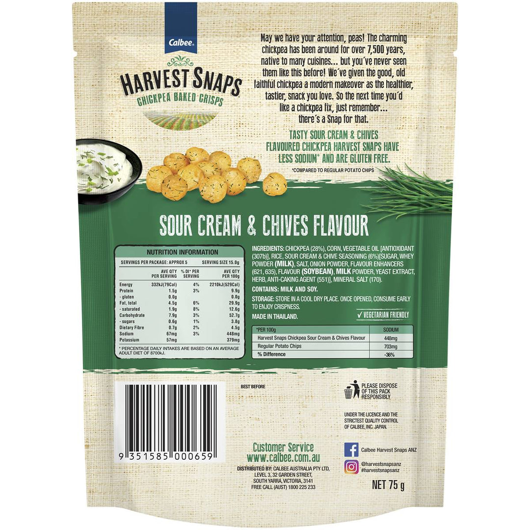 Calbee Harvest Snaps: Chickpea Baked Crisps - Sour Cream & Chives 75g