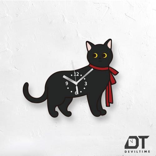 PET UNION系列 時鐘 - 黑貓