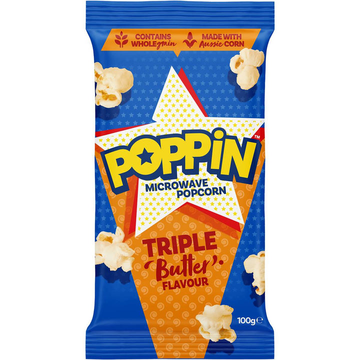 Poppin Microwave Popcorn Triple Butter Flavour