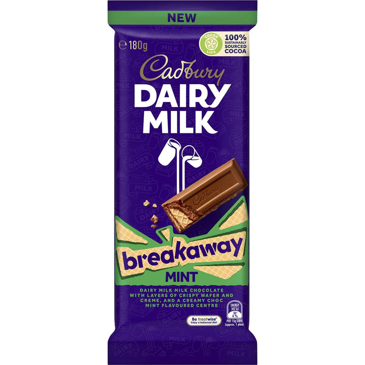 Cadbury Dairy Milk Breakaway Mint Chocolate Block 180g