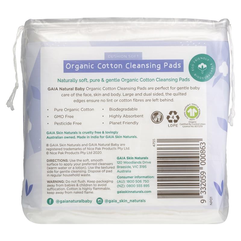 Gaia Natural Baby Organic Cotton Cleansing Pads 40 Pack
