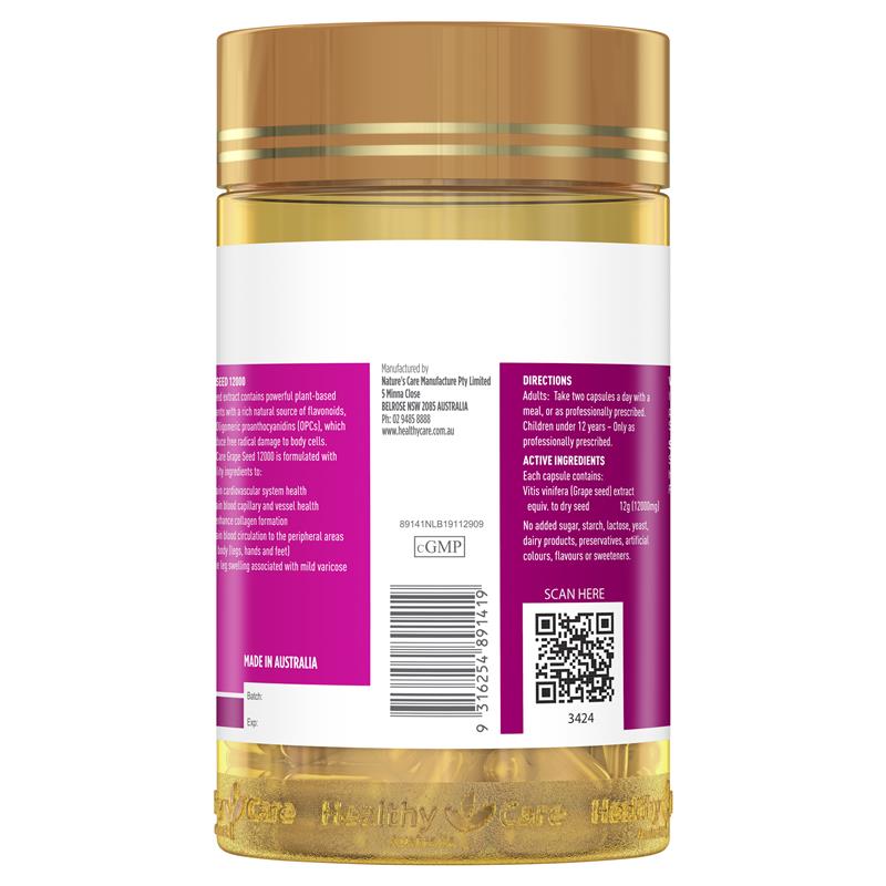 Healthy Care Grape Seed Extract 12000 Gold Jar 300 Capsules