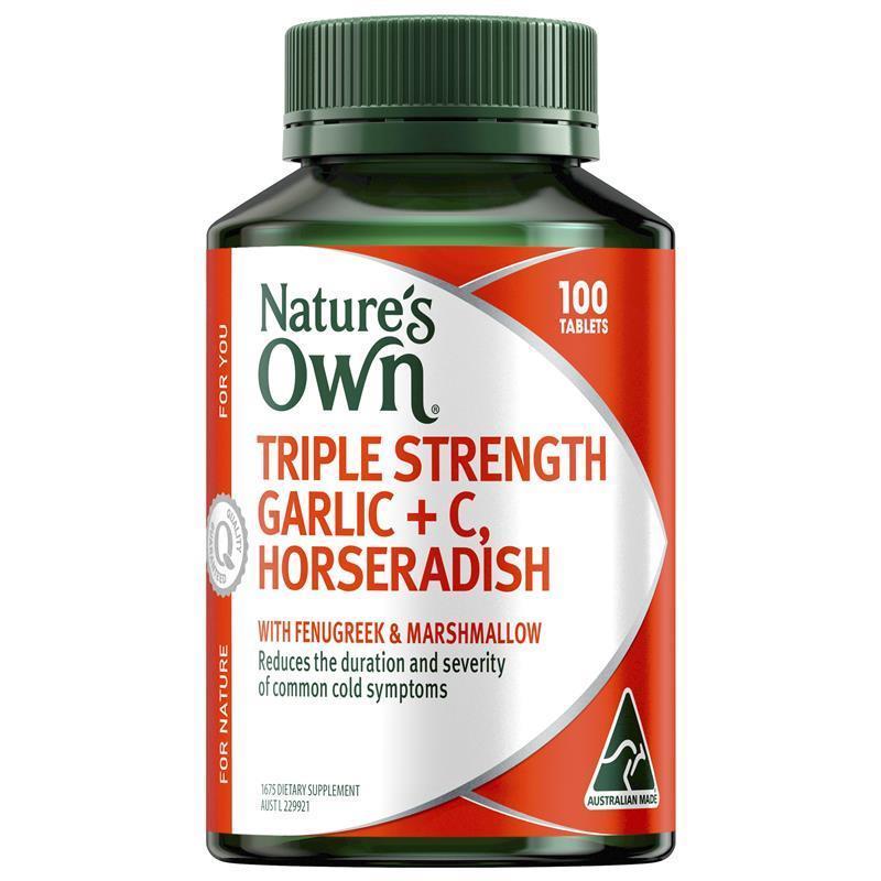 Nature's Own Triple Strength Garlic + C, Horseradish 100 Tablets | 澳洲代購 | 空運到港
