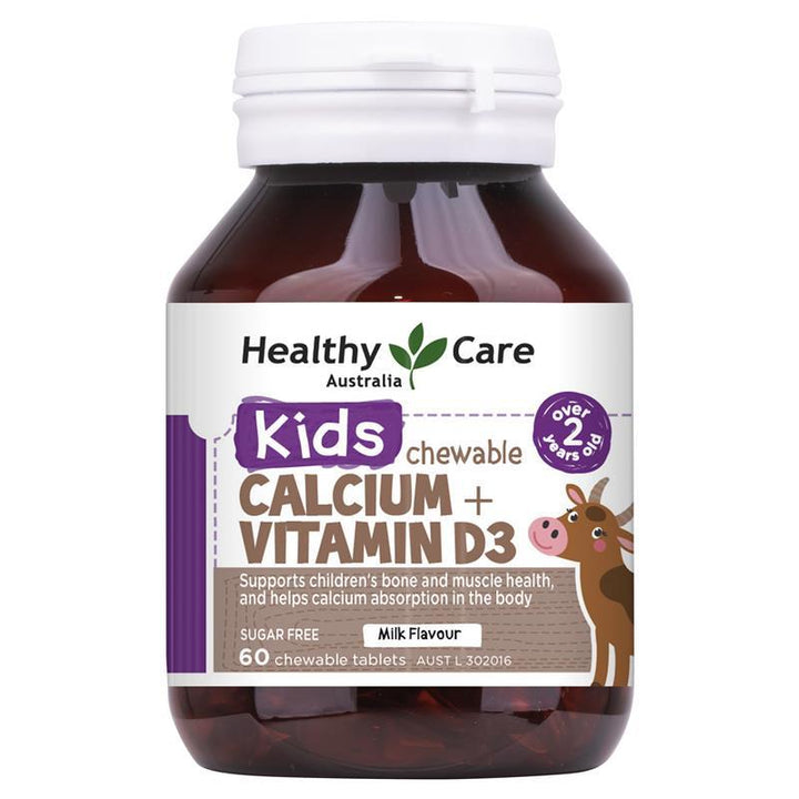 Healthy Care Kids Calcium + Vitamin D3 60 Chewable Tablets | 澳洲代購 | 空運到港
