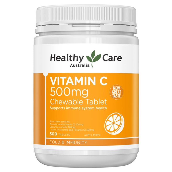Healthy Care Vitamin C 500mg Chewable 500 Tablets | 澳洲代購 | 空運到港
