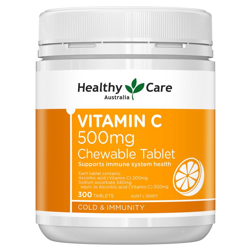 Healthy Care Vitamin C 500mg 300 Chewable Tablets | 澳洲代購 | 空運到港
