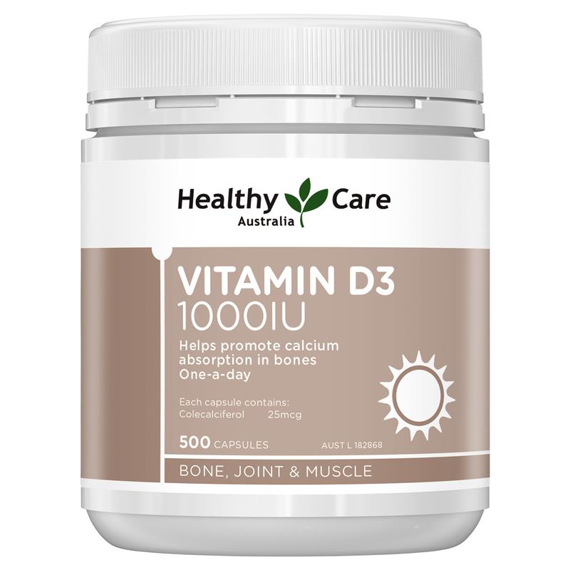 Healthy Care Vitamin D3 1000IU 500 Capsules | 澳洲代購 | 空運到港