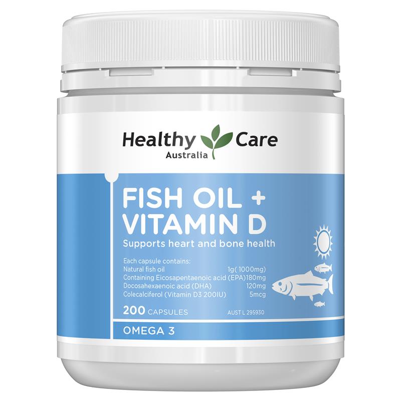 Healthy Care Fish Oil + Vitamin D 200 Capsules | 澳洲代購 | 空運到港
