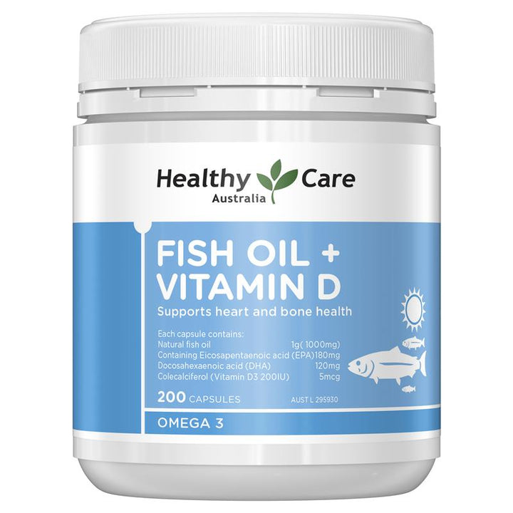 Healthy Care Fish Oil + Vitamin D 200 Capsules | 澳洲代購 | 空運到港