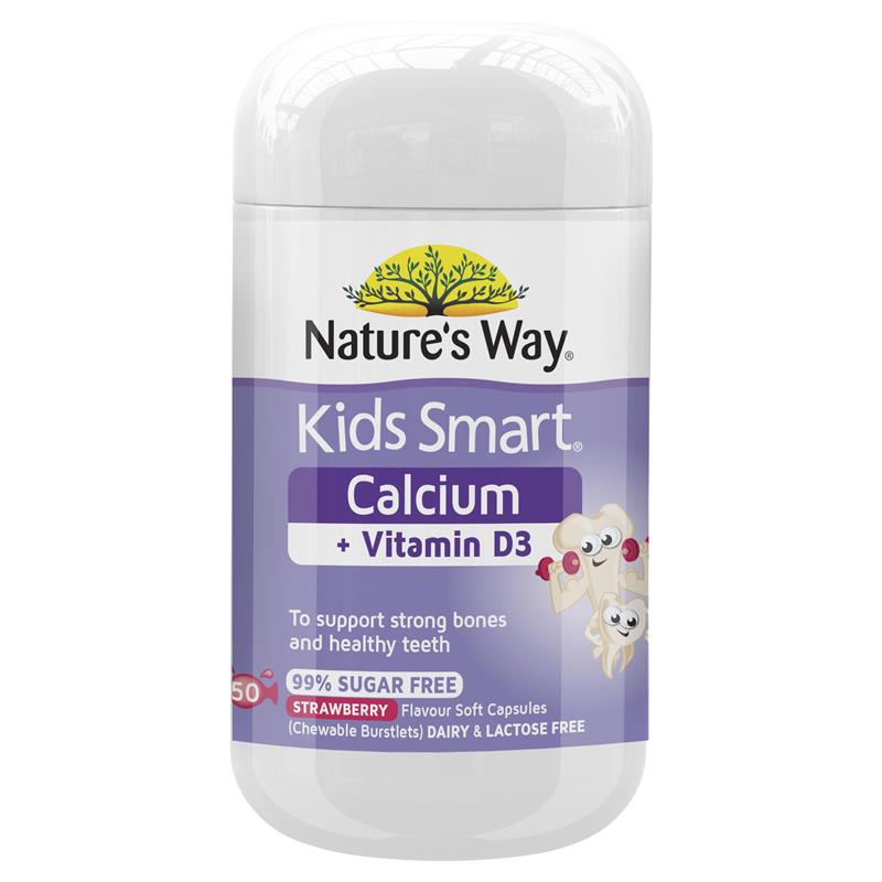 Nature's Way Kids Smart Calcium + Vitamin D 50 Chewable Capsules