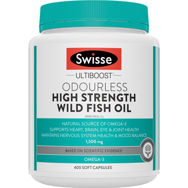 Swisse Ultiboost Odourless High Strength Wild Fish Oil 1500mg 400 Capsules | 澳洲代購 | 空運到港