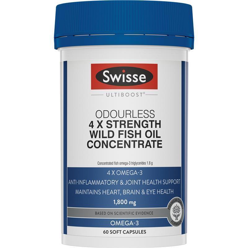 Swisse Ultiboost 4 x Strength Wild Fish Oil Concentrate 60 Capsules | 澳洲代購 | 空運到港