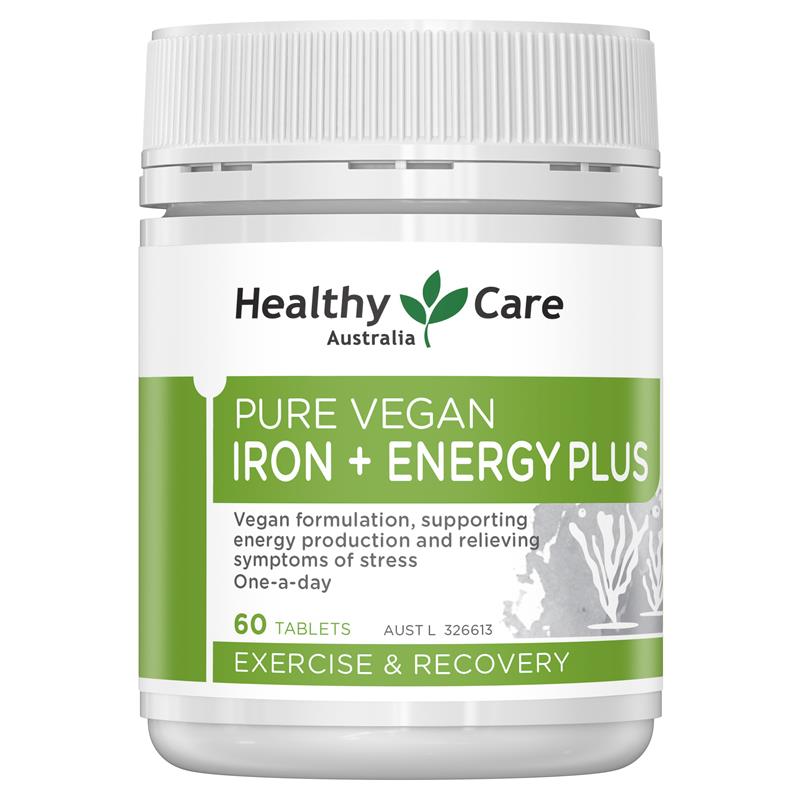 Healthy Care Pure Vegan Iron + Energy Plus 60 Tablets | 澳洲代購 | 空運到港