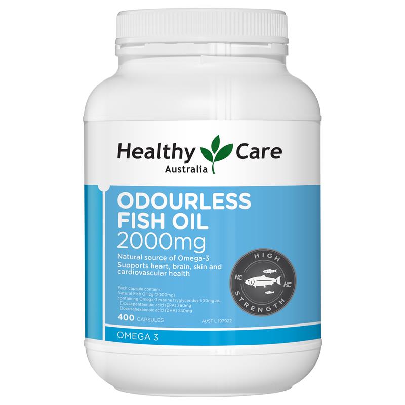 Healthy Care Odourless Fish Oil 2000mg 400 Soft Capsules | 澳洲代購 | 空運到港